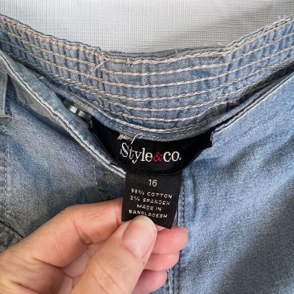 Style & Co Y2K Cargo Retro Long Shorts Size 16 Streetwear Casual 11" Inseam - Picture 9 of 9